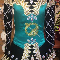 Black, Green and Gold Dress front