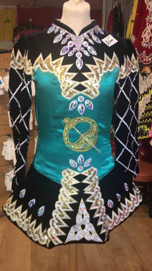 Black, Green and Gold Dress front